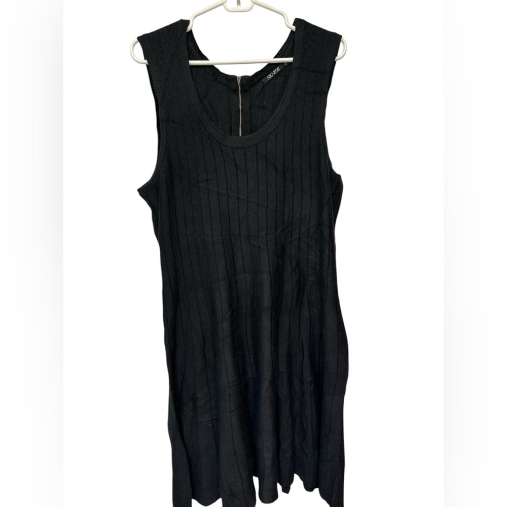 NIC + ZOE Black Knit Fit Flare Sweater Tank Knee Length Dress
